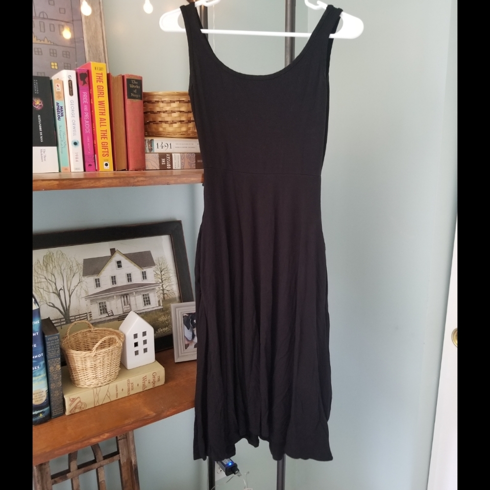 Black Fit and Flare A-Line Midi Dress